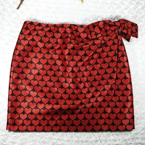 J.CREW • black red heart print skirt